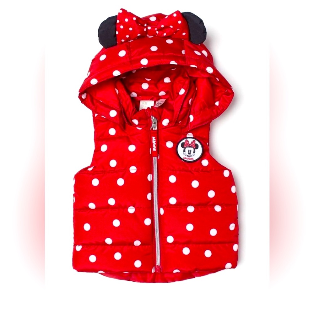H&M Minnie Mouse hooded puffer vest size 12-18 months